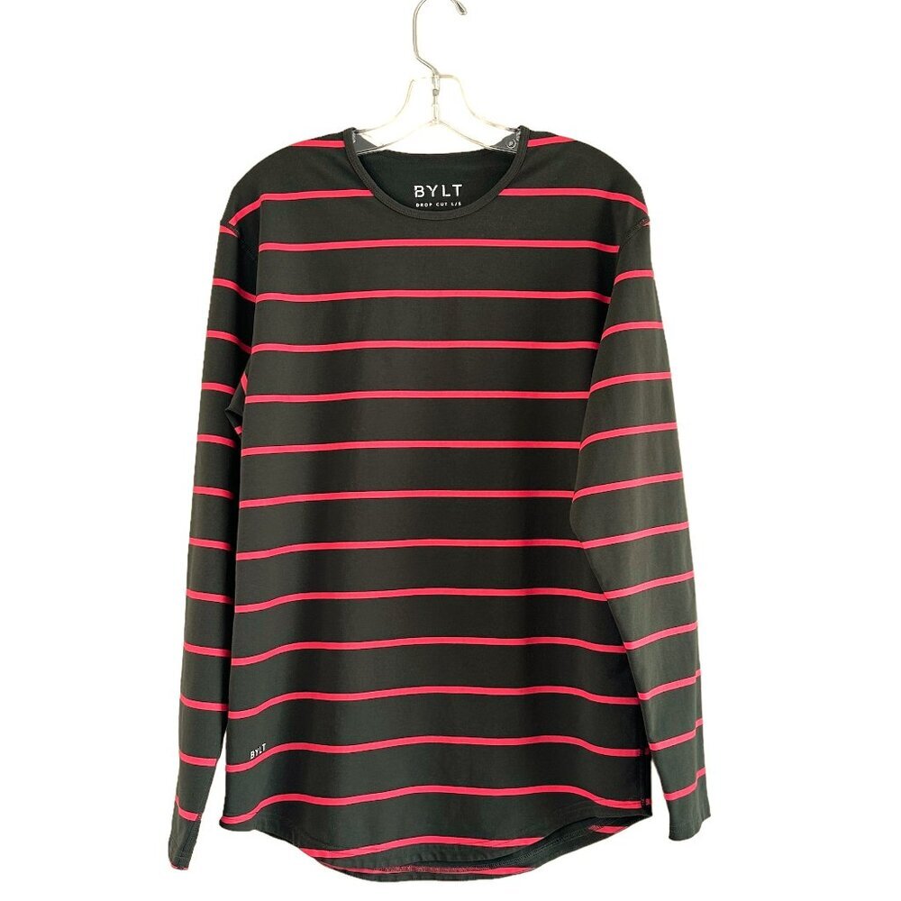 BYLT Drop Cut LUX Long Sleeve Striped Shirt, M, Stretch